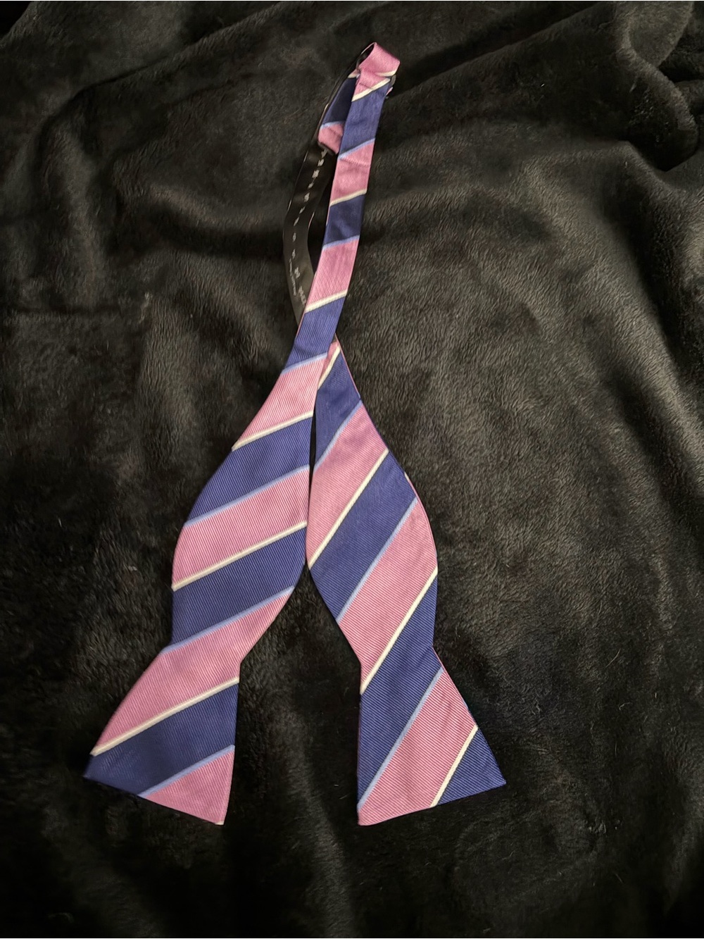 The Tie Bar 100% Silk Pink & Blue Striped Adjustable Bow Tie